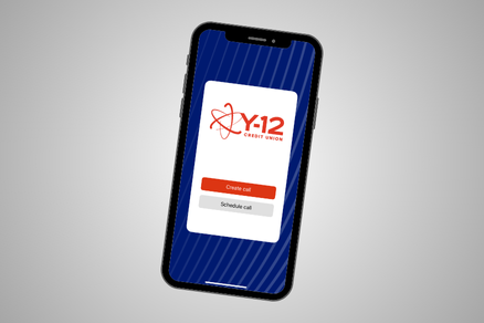 Photo of phone with Video Banking start screen