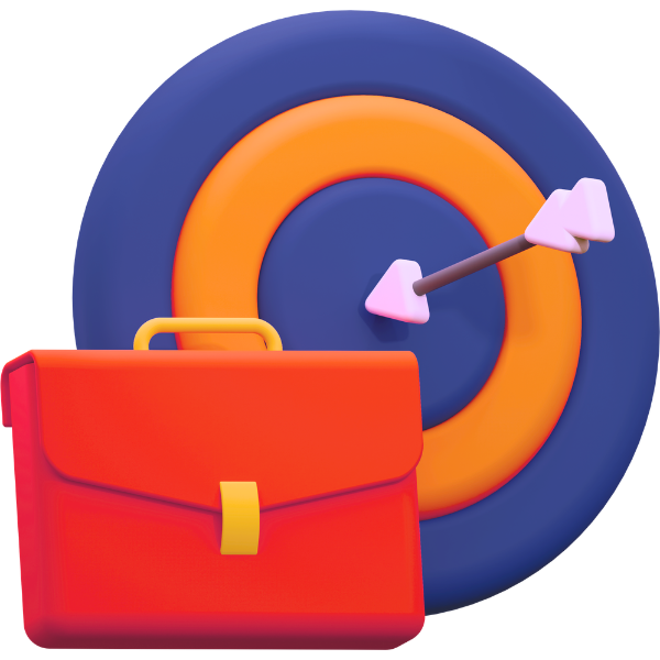 3d icon of a briefcase and target