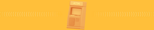 Yellow rectangle with 3d ATM icon in the center.
