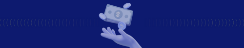 Icon with hand holding money.