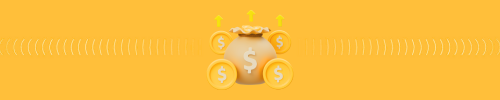 Icon of money with arrows pointing up