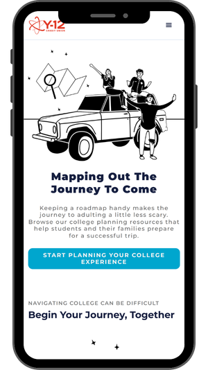 Phone with the Colleging website on the screen.